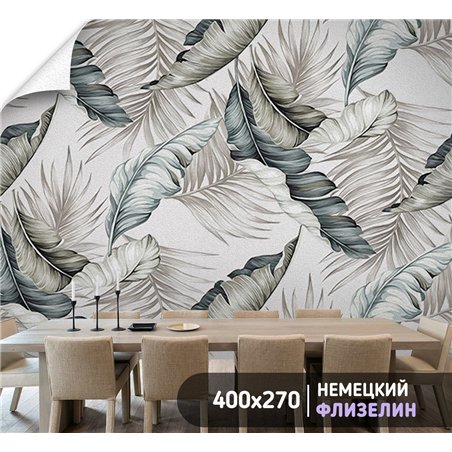 Фотообои фреска цветные перья и листья 3d для зала 400х270