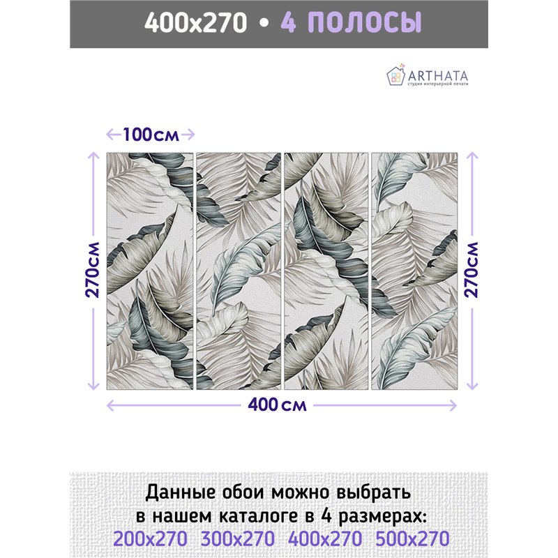 Фотообои фреска цветные перья и листья 3d для зала 400х270