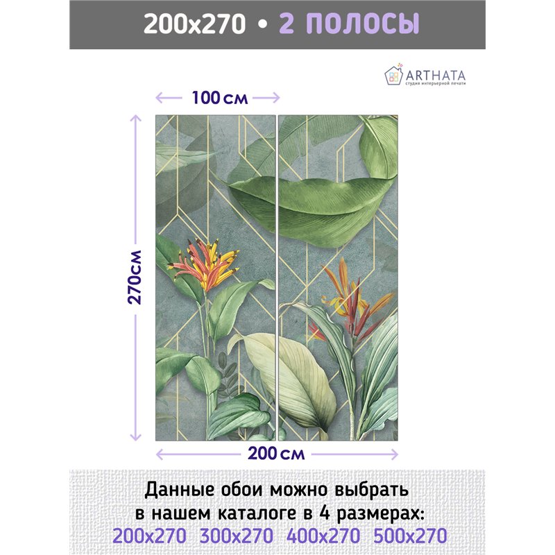 Фотообои цветы и тропические растения на кухню 200х270