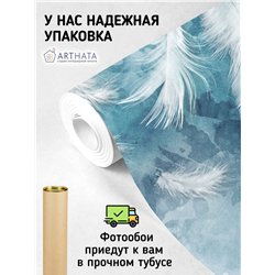 Фотообои перья на голубом фоне 3д в зал метровые 400х270