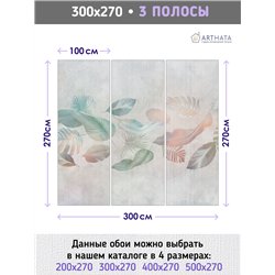Фотообои тропические листья цветные в зал 300х270