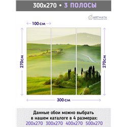 Фотообои зеленые холмы для спальни моющиеся 300х270