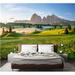 Фотообои пое в цветах с горами на кухню моющиеся 400х270