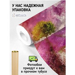 Фотообои розовое лавандовое поле на кухню 300х270