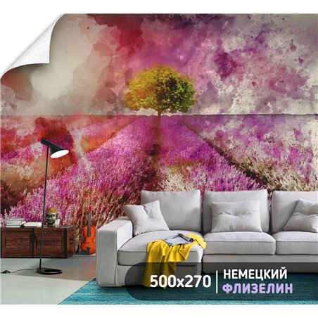 Фотообои поле с лавандой для кухни 500х270