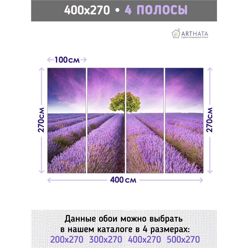 Фотообои кусты лаванды для кухни влагостойкие 400х270