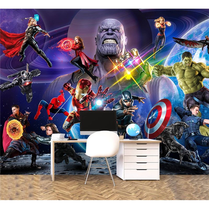 Фотообои в детскую 3D вселенная супергероев Marvel 500x270