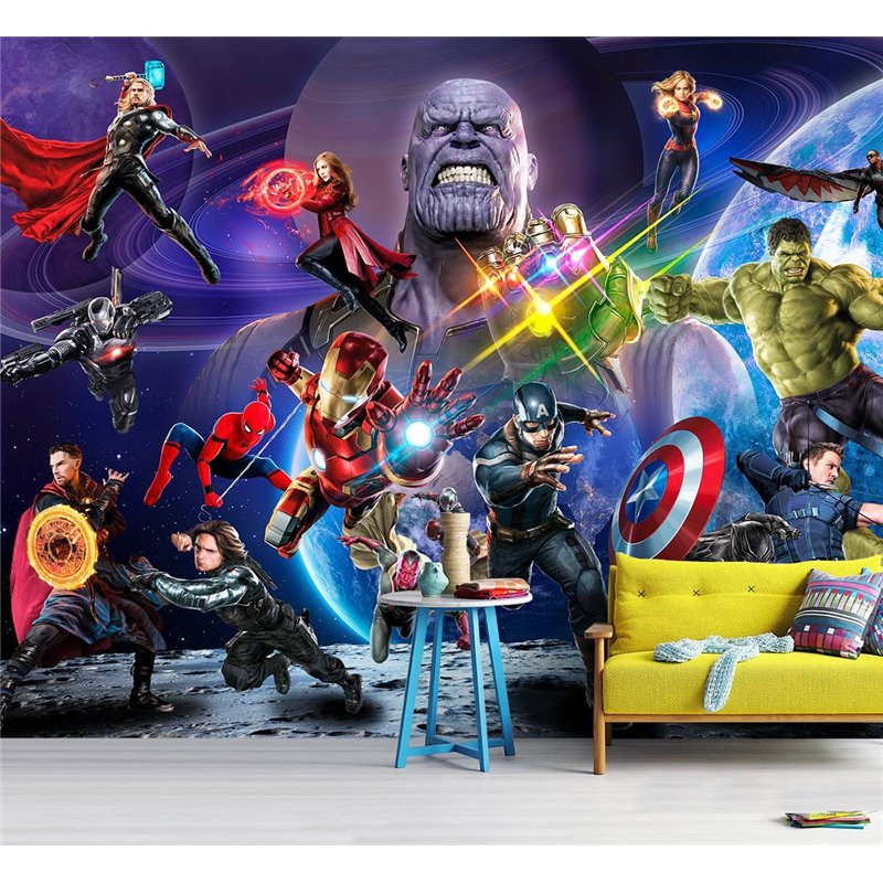 Фотообои в детскую 3D вселенная супергероев Marvel 500x270