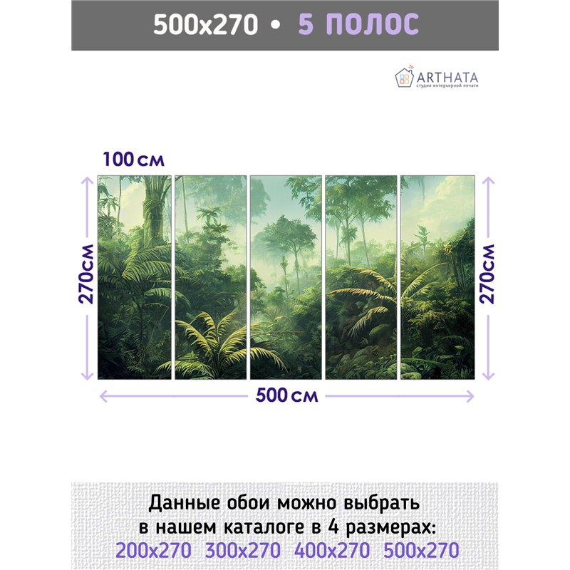 Фотообои тропический лес и звери на кухню 500х270
