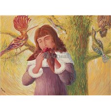 Картина на холсте по фото Модульные картины Печать портретов на холсте Девушка, поедающая птиц (Удовольствие)