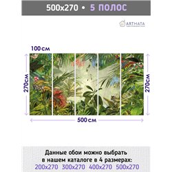 Фотообои тропические звери и растения для коридора 500х270