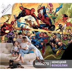 Фотообои детские - вселенная супергероев Marvel - 400 x 270 - В детскую комнату для девочки, мальчика персонажи фильмов, спайдер
