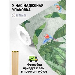 Фотообои тропические растения и папугаи на кухню 500х270