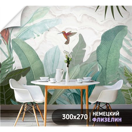 Фотообои тропические птицы и растения в спальню 300х270