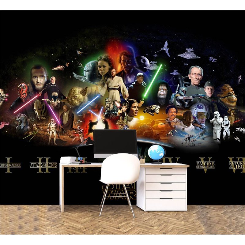 Фотообои на стену детские - Герои Star Wars - 200x270 - Обои винил на флизелине Комикс, вселенная звездных войнов, для мальчиков