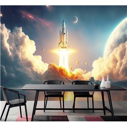 Фотообои запуск ракеты на кухню моющиеся 200х270