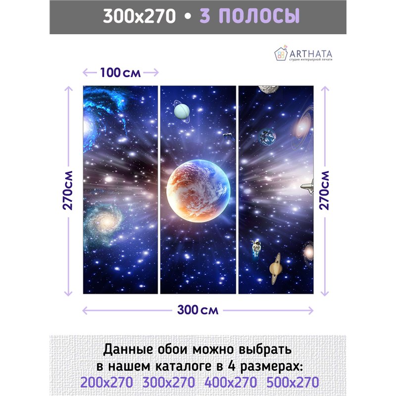 Фотообои космос и звезды на кухню 300х270