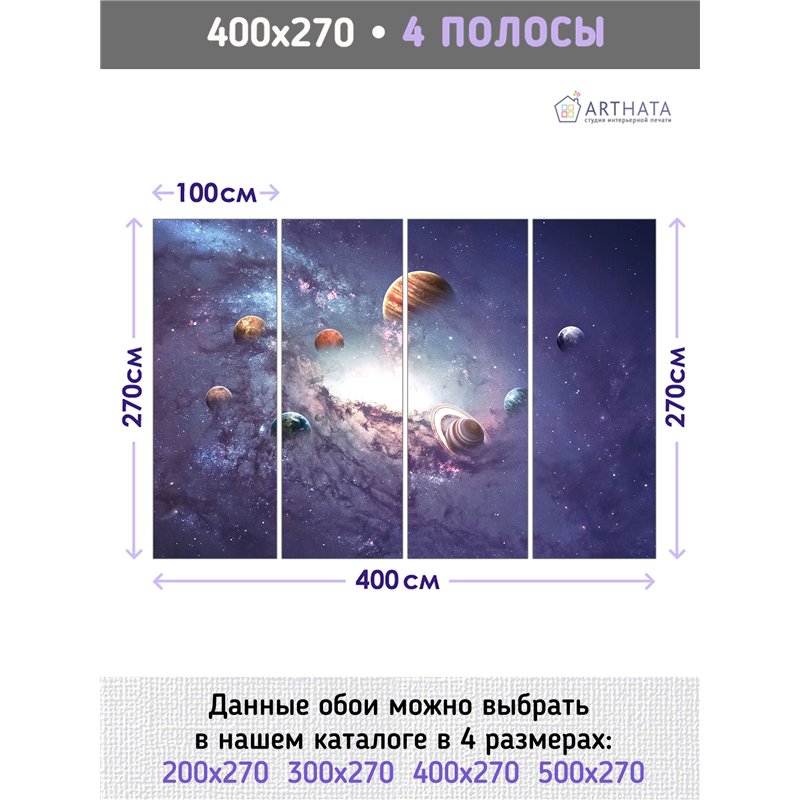 Фотообои космический пейзаж с планетами на зал 400х270