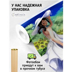 Фотообои на стену детские Аниме девочка подсолнухи 200x270