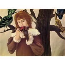 Картина на холсте по фото Модульные картины Печать портретов на холсте Удовольствие - девушка, поедающая птицу