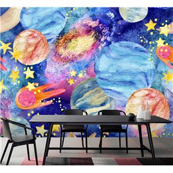 Фотообои акварельный космос в зал моющиеся 500х270