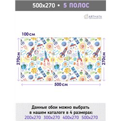 Фотообои рисунок ракет и планет 3d для зала метровые 500х270