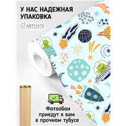 Фотообои летающие тарелки в космосе на кухню 200х270