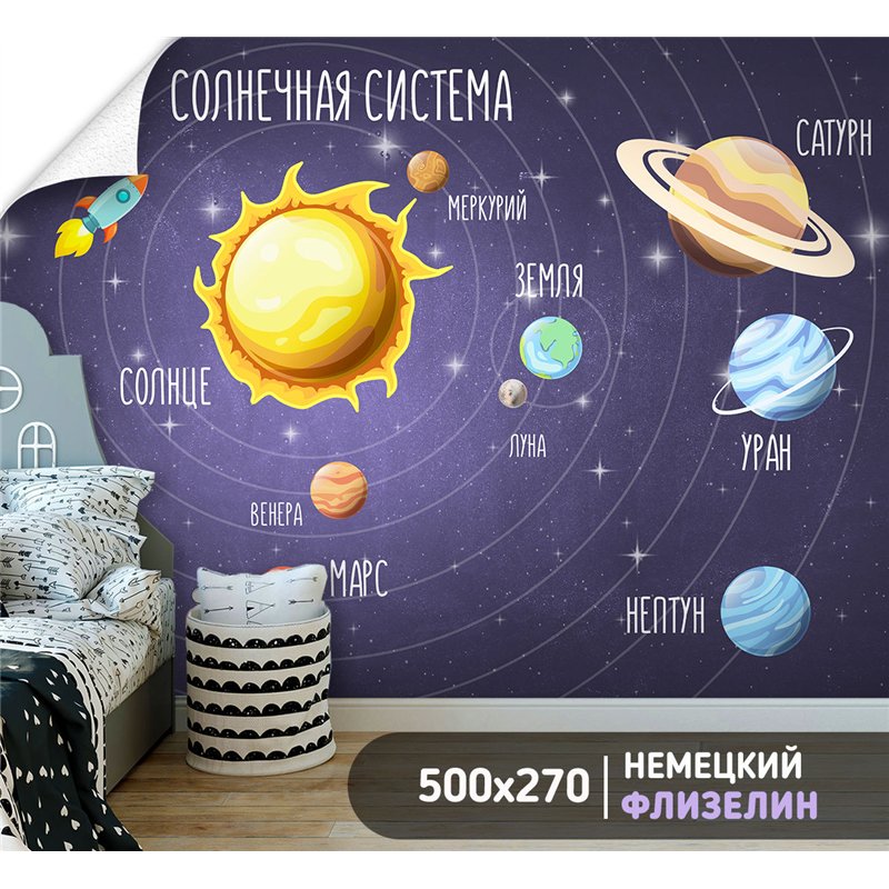 Фотообои солнечная система в зал флизелиновые 500х270