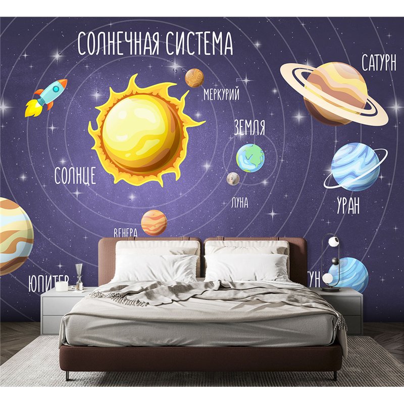 Фотообои солнечная система в зал флизелиновые 500х270