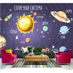 Фотообои солнечная система в зал флизелиновые 500х270