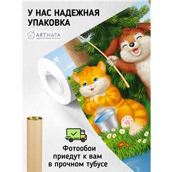 Фотообои кот с собакой на рыбалке для спальни 300х270