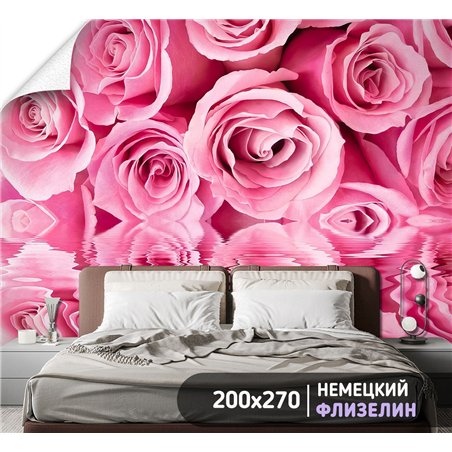Фотообои розовые розы для зал моющиеся 200х270