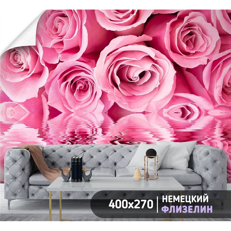 Фотообои розовые розы на кухню моющиеся 400х270