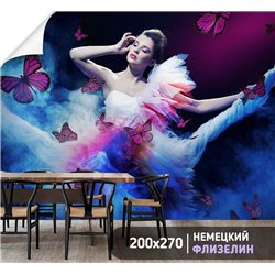 Фотообои девушка с бабочками на кухню 200х270