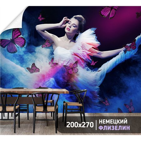 Фотообои девушка с бабочками на кухню 200х270