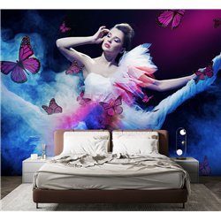 Фотообои девушка с бабочками на кухню 200х270