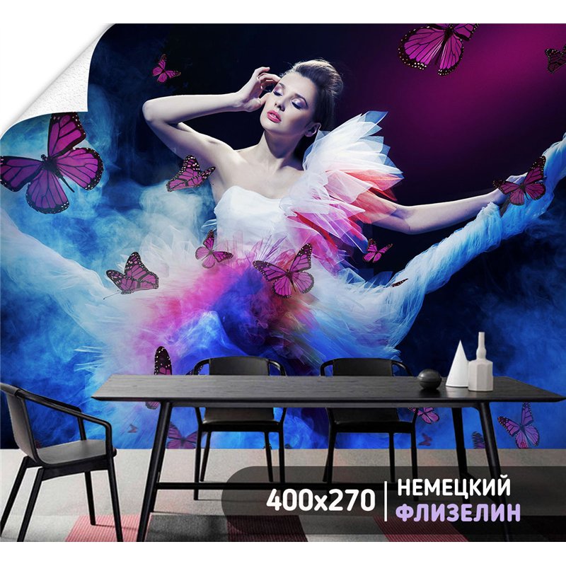 Фотообои девушка в белом платье для кухни 400х270