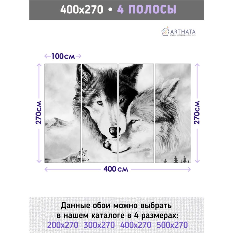 Фотообои с волком и волчицей для коридора 400х270