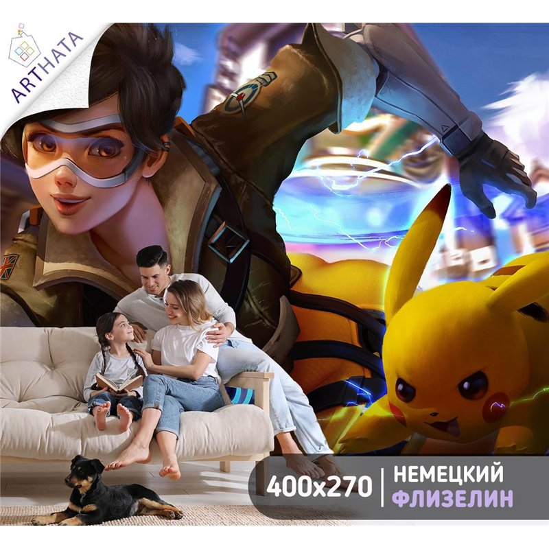 Фотообои детские 3д покемон Пикачу 400x270