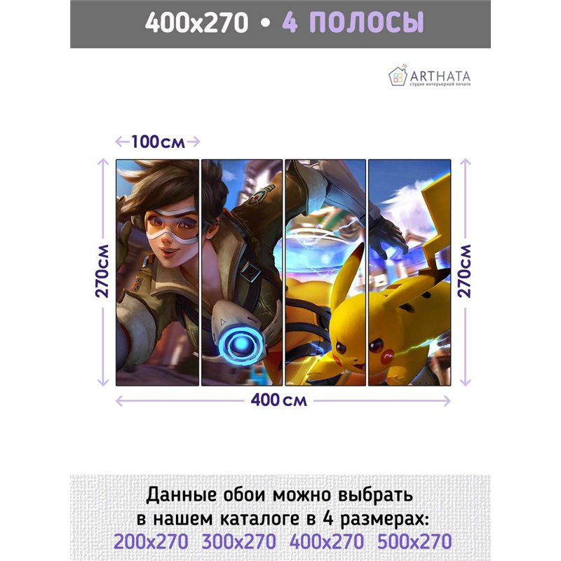 Фотообои детские 3д покемон Пикачу 400x270
