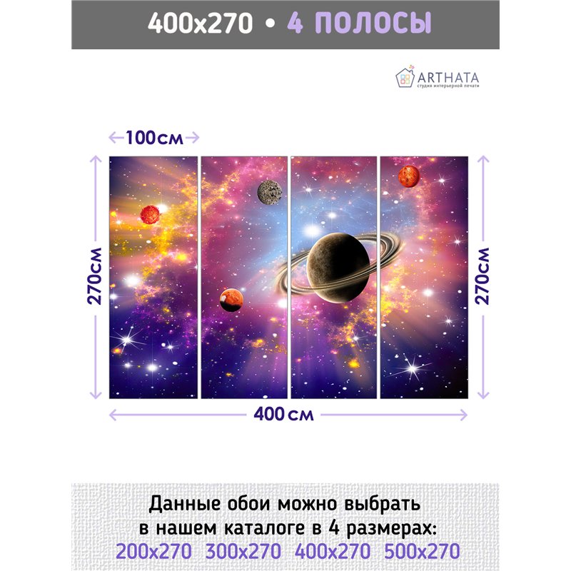 Фотообои космос, звезды и планеты для зала метровые 400х270