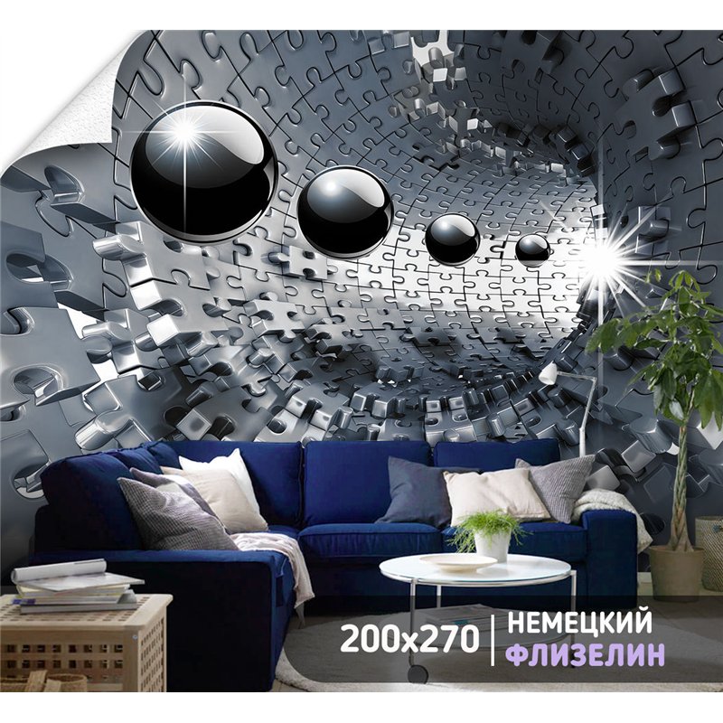 Фотообои 3д коридор из пазлов для коридора 200х270