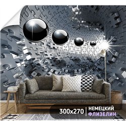 Фотообои 3д коридор с шарами для спальни моющиеся 300х270
