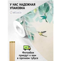 Фотообои с листьями и птицами колибри в коридор 500х270