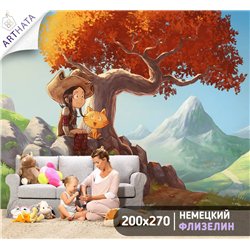 Фотообои девочка с котом герои аниме комиксов 200x270