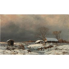 Картина на холсте по фото Модульные картины Печать портретов на холсте Экгорст Василий «Деревня зимой»