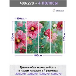 Фотообои рисунок цветов на зеленом фоне в зал 400х270