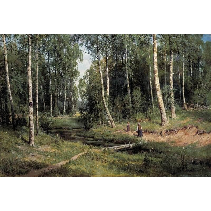 Ручей в березовом лесу