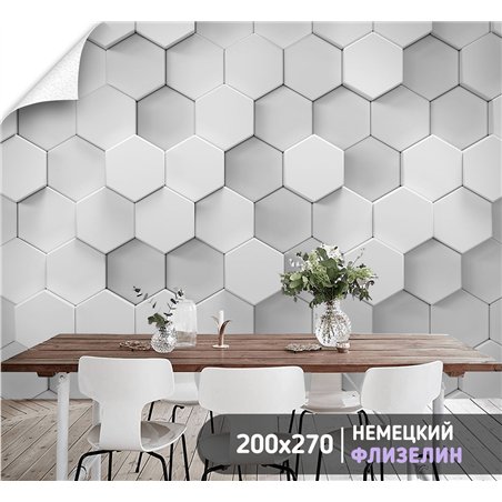Фотообои 3д плитка шестиугольная на кухню 200х270