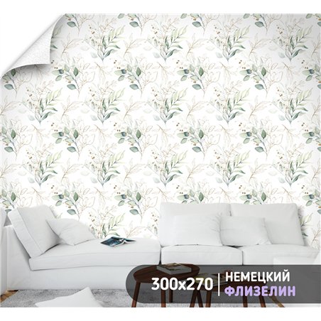Фотообои с зелеными листьями в коридор моющиеся 300х270
